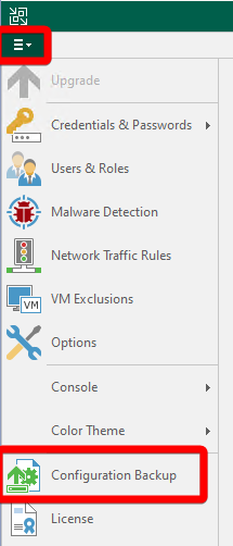 Menü > Configuration Backup