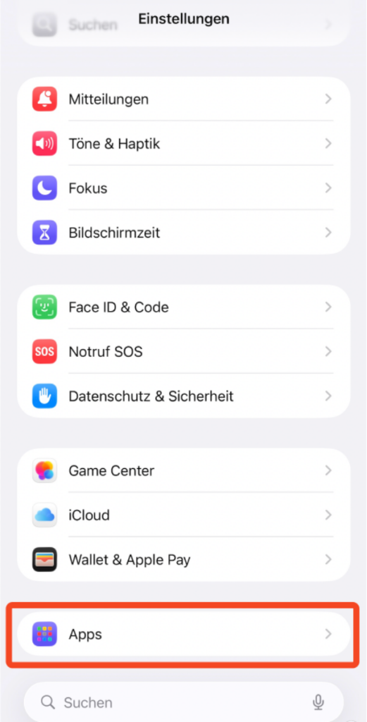 Schritt 2: Apps aufrufen