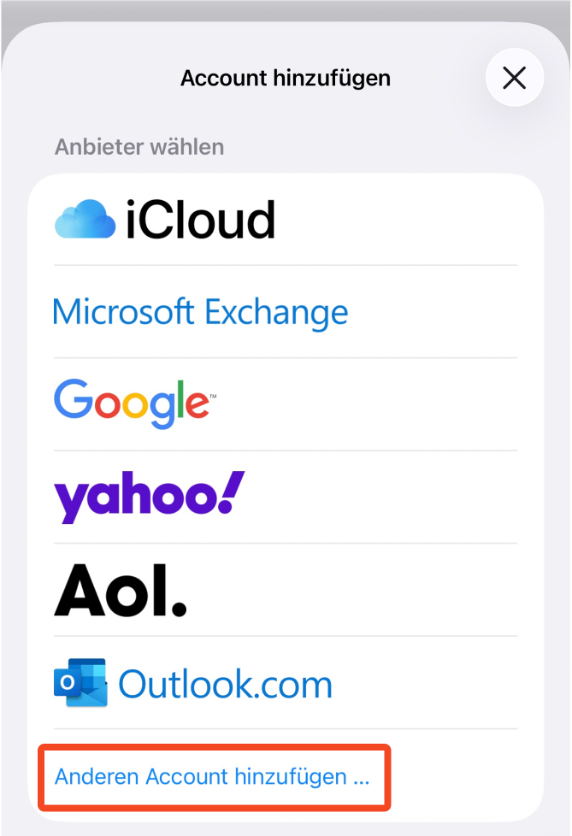 Schritt 6: Anderen Account wählen