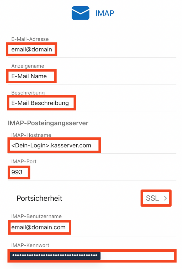 Schritt 8: IMAP-Einstellungen konfigurieren