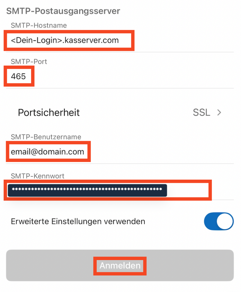Schritt 9: SMTP-Einstellungen konfigurieren
